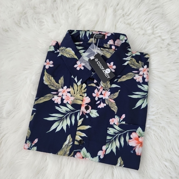 COOFANDY Men's Floral Hawaiian Shirt Short Sleeve Casual Button Down Tro… - Picture 4 of 8